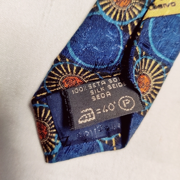 Ermenegildo Zegna Blue & Orange 100% Silk Tie Made in Italy - Picture 7 of 11
